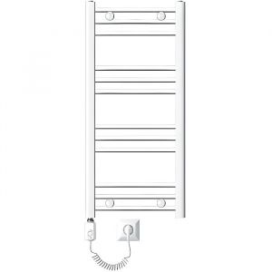 ECD Germany Radiateur avec Élément Chauffant Électrique 300W - 400 x 800 mm - Blanc - Connexion Latéral - Forme Courbé - Kit de Montage Mural Inclus - Sèche-Serviettes Sahara pour Salle de Bain