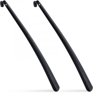 Relaxdays Chausse-pied, lot de 4, en m&eacute;tal, 58 cm, accessoire pour chaussures, avec trou de suspension, stable, noir