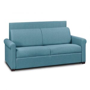 Image de Italian Spirit Canapé 2- BELLE EPOQUE rapido lattes 120cm matelas mémory 22cm tête de lit intégrée tweed bleu turquoise