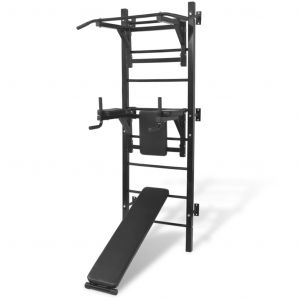 VidaXL Tour de musculation murale multifonctions noire