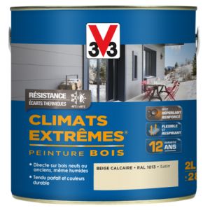 Image de V33 Peinture bois climats extrêmes satin beige calcaire 2 L