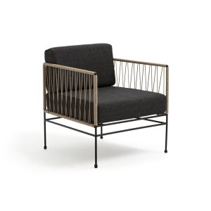 Image de Fauteuil Filaria métal et corde tressée . Noir