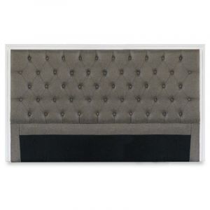 Image de Menzzo Tête de lit Hermione 180cm Bois blanc et Tissu Taupe