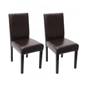 Décoshop26 Lot de 2 chaises de salle à manger simili-cuir marron pieds foncés CDS04039