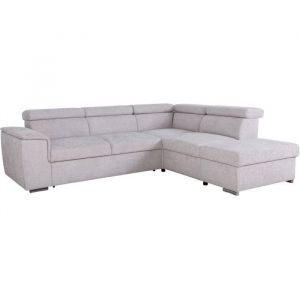 Canap&eacute; d'angle convertible AUCUNE DAYTONA 5 places tissu beige coffre 260 x 216 x 94 cm