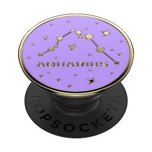 Popsockets : PopGrip - Support et Grip pour Smartphone et Tablette avec Un Top Interchangeable - Enamel Zodiac Aquarius