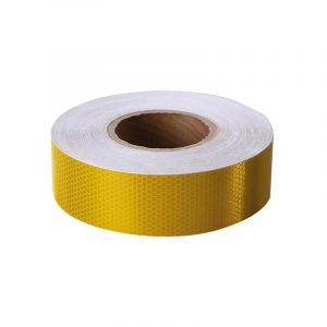 Perel Bande réfléchissante 5 cm x 5 m, avec motif en nid d'abeille pour une meilleure visibilité, jaune