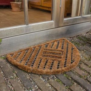 Astra Paillasson Lot de 2 40x60 cm demi-rond avec brosses Tapis de coco ext&eacute;rieur