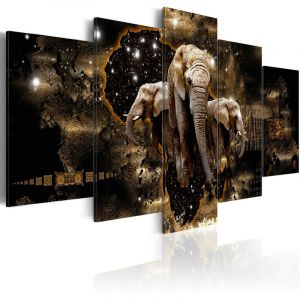 Artgeist Tableau - Brown Elephants - 200x100