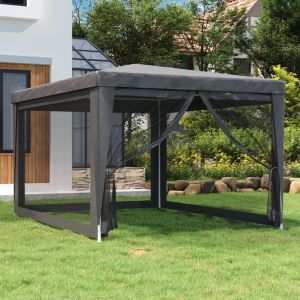 VidaXL Tente de f&ecirc;te avec 4 parois lat&eacute;rales en maille Anthracite 3x4m