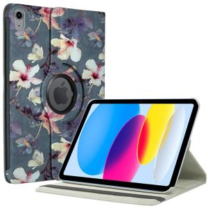 Coque pour iPad A16 (11'') / iPad 10 2022 (10,9'' 10e Génération) Etui Rotatif 360° Multi-Angle Motif Fleur