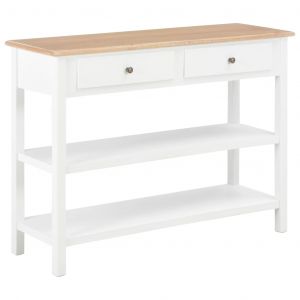 Image de VidaXL Buffet 110x35x80 cm MDF Blanc et Couleur du Bois