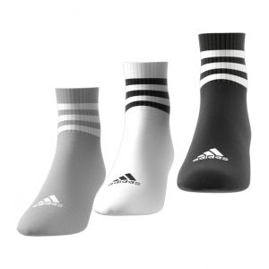 Image de Adidas Chaussettes 3-stripes Cushioned Sportswear Mid-cut Pack De 3 - Gris/blanc/noir, pointure 34-36 - Noir;Blanc;Gris - Taille 34-36