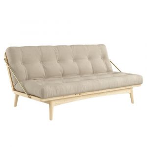 Inside75 Banquette futon folk en pin massif coloris beige couchage 130 x 190 cm. - beige