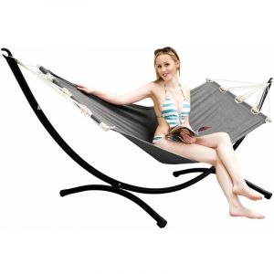 Amanka Hamac avec Support - 300cm Support Hamac Acier - 190x80 Hamac Jardin Exterieur