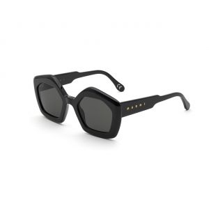 MARNI Unisex Laughing Waters Black RQ3 Lunettes de soleil Acétate Noir Gris Géométrique Normale
