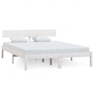 VidaXL Cadre de Lit Bois de Pin Massif Adulte Chambre Blanc 140x200 cm