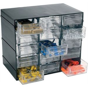 Artplast - Unité de stockage en plastique l 228 x p 140 x h 190 mm avec 15 tiroirs transparents - Noir