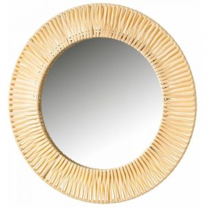 Unimasa D&eacute;coration murale miroir en rotin fait main - en rotin et verre - 37 cm