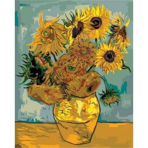Figured'Art Peinture par Num&eacute;ro Adulte avec Cadre Van Gogh Tournesols - Activit&eacute; Manuelle Kit de Loisir Cr&eacute;atif DIY Num&eacute;ro d'Art Complet - 40x50cm toile tendue sur ch&acirc;ssis