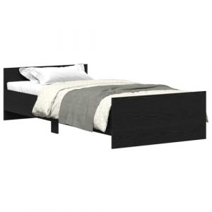 VidaXL Cadre de lit sans matelas chêne noir 90x200cm bois dingénierie meuble de chambre à coucher sommier lit simple 862365