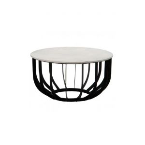 Image de Ixia Table basse marbre blanc/ cage métal 70 cm FERRO