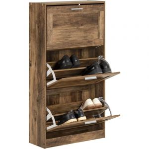 Sobuy FSR137-L-F Meuble &agrave; Chaussures Armoire &agrave; Chaussures Commode &agrave; Chaussures Meuble d'entr&eacute;e, Meuble de Rangement &agrave; Chaussures avec 3 Abattants