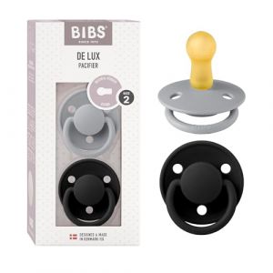 BIBS Sucettes De Lux Cloud/ Black 6 mois et +, 2 pces