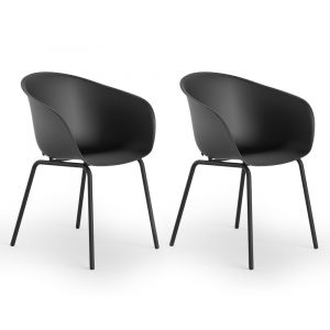 ScanMod Design Set de 2 chaises de salle à manger - Jusqu'à 120 kg - 79 x 58 x 53 cm - Noir