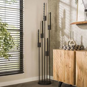 M&S Lampadaire tube 5 lampes 30x176 cm en m&eacute;tal noir - tubea