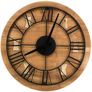 Image de Aubry Gaspard Horloge en bois recyclé et métal Noir