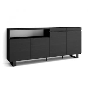 Buffet salon et cuisine, 200x87x35cm, 4 Portes, Design industriel, Noirs, RF2384