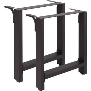 wiltec Pieds de table en Profil carré 60x72cm Revêtement en poudre Noir Piètement Meuble Support Table