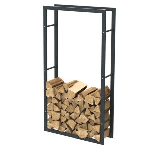 BC-Elec HHWPF0023 Rangement à bois en acier noir 150*80*25CM, rack pour bois de chauffage, range-bûches - Noir