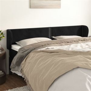 VidaXL Hoofdbord met randen 183x23x78/88 cm fluweel zwart3117066