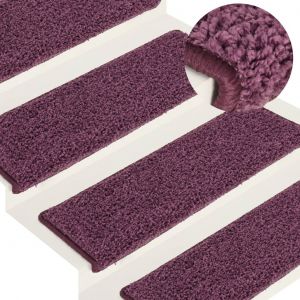 VidaXL Tapis d'escalier 15 pcs 65x25 cm Violet foncé