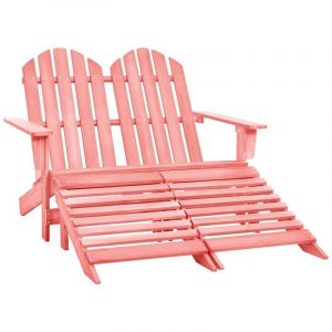 VidaXL Chaise de jardin Adirondack 2 places et pouf Sapin Rose