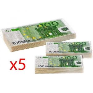 Infactory 5 lots de mouchoirs et serviettes en papier imprimés 100 Euros