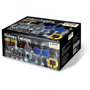 La Boutique De Noel - Rideau solaire lumineux &agrave; led anim&eacute; 5 fonctions 200 x 200 cm blanc - blanc