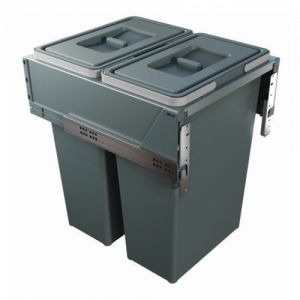 Poubelle de cuisine grande capacité Block 2.0 - fixation sur la façade - profondeur 478 mm - largeur caisson 450 mm - 2 x 35 L - ELLETIPI