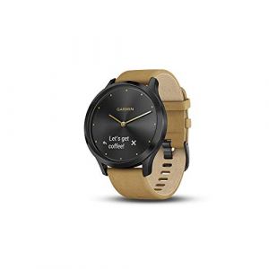 Garmin Montre connectée hybride VIVOMOVE HR, noir onyx bracelet daim beige, taille unique 11,6 mm Noir