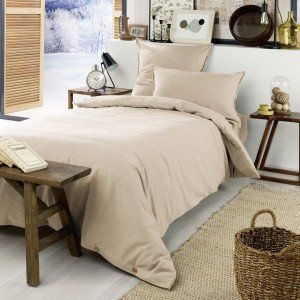 Housse de couette flanelle de coton (140 cm) Candice Beige