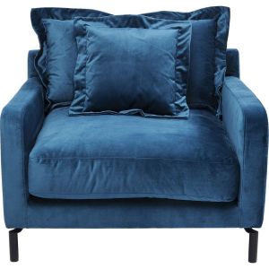 Image de Kare Design Karedesign Fauteuil Lullaby velours bleu p&eacute;trole