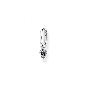 Thomas Sabo Créole unique avec pendentif tête de mort argent argent sterling 925, noirci Gris