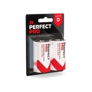 PerfectPro Piles 2 Piles D Ni-MH - Rechargeables et préchargée - 8000 mAh - 1,2 Volt - Une Batterie puissante avec Une Longue durée de Vie - Idéal pour Les Enceintes et Les appareils numériques