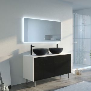 Distribain Meuble de salle de bain VERZINO Blanc mat et Noir mat
