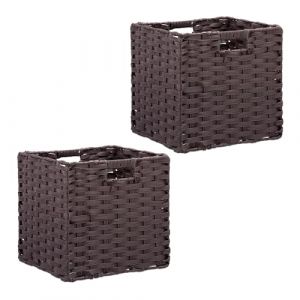 Relaxdays Panier Rangement, Lot de 2, Superbe Design, pour Vos vêtements, H x L x P : 31 x 32 x 30 cm, Marron