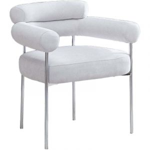 Lot 2 Chaises Salle &agrave; Manger Bulle Accoudoirs Velours Serge Gris Pieds Chrome 72x60x77cm