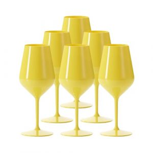 Verre à Vin Wine Cocktail INCASSABLE 47cl couleur Jaune - Lot de 6 - Verre Incassable en TRITAN RéutilisableJaune