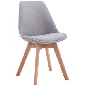 D&eacute;coshop26 Chaise de salle &agrave; manger x1 design scandinave en tissu gris et pi&egrave;tement &agrave; 4 pieds en bois clair 100003272